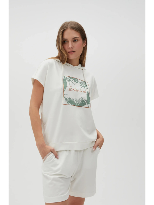 Moodo Bílý mikinový top s kapucí