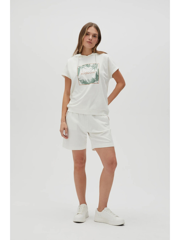 Moodo Bílý mikinový top s kapucí