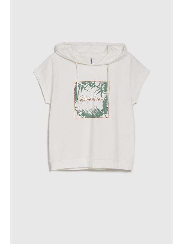 Moodo Bílý mikinový top s kapucí