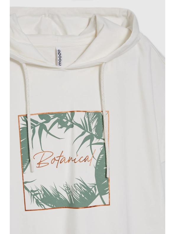 Moodo Bílý mikinový top s kapucí