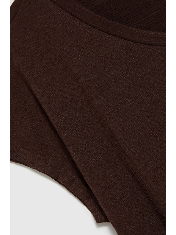 Moodo Dámské hnědé tričko se zavazováním