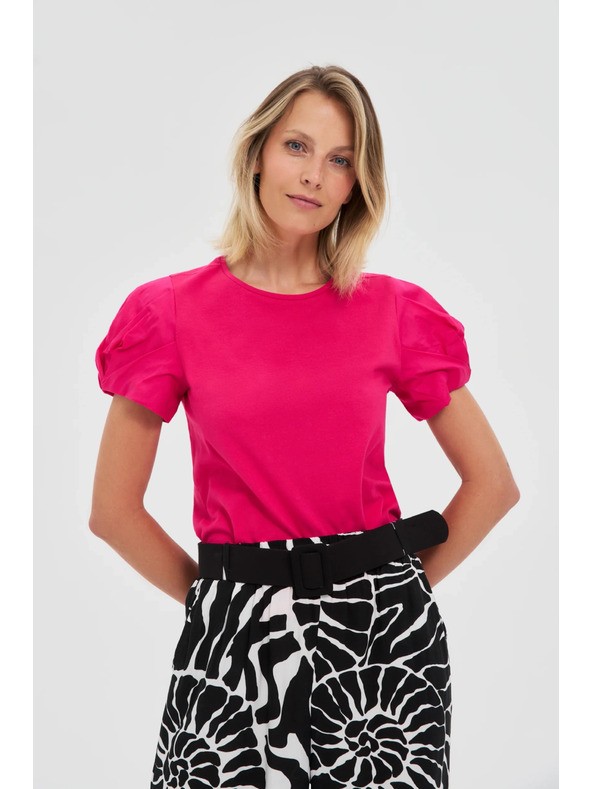 Moodo Růžový top s nabíranými rukávy