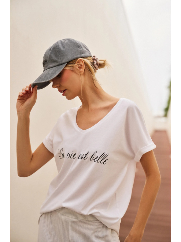 Moodo Dámské bavlněné tričko Moodo – bílá barva