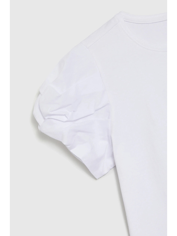 Moodo Bílý top s nabíranými rukávy