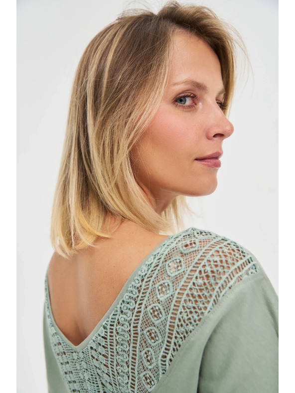 Moodo Dámský zelený top s průhlednými zády