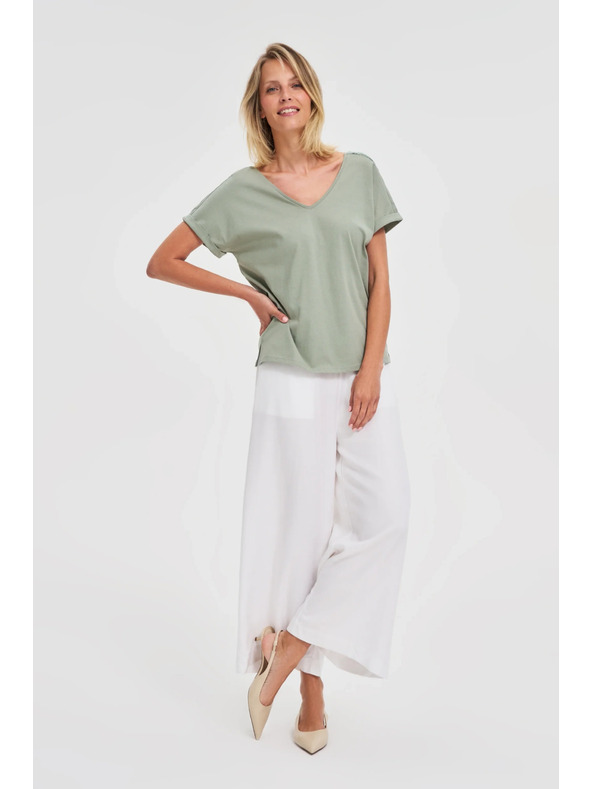 Moodo Dámský zelený top s průhlednými zády