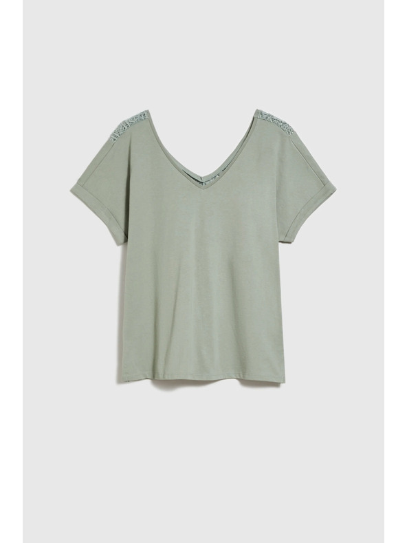 Moodo Dámský zelený top s průhlednými zády