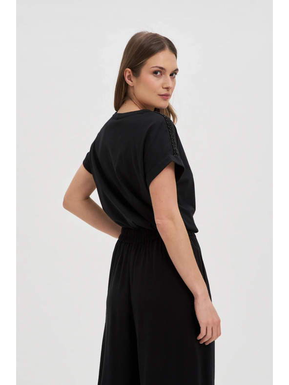 Moodo Dámské tričko s korálky Moodo – černé