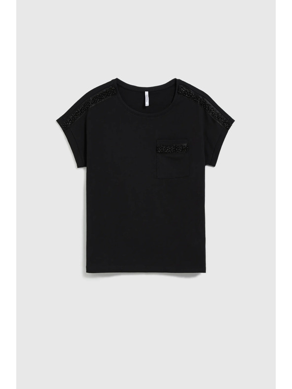 Moodo Dámské tričko s korálky Moodo – černé