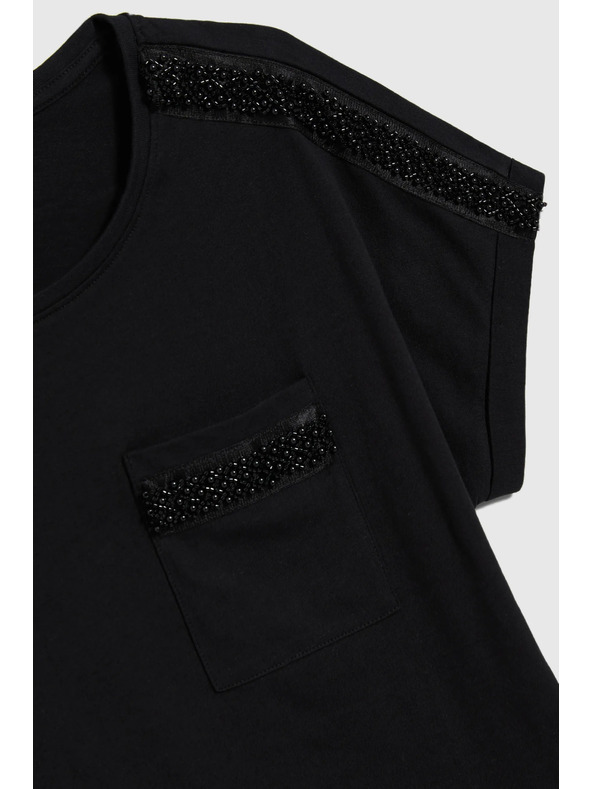 Moodo Dámské tričko s korálky Moodo – černé