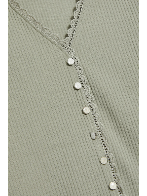 Moodo Dámské olivové tričko s knoflíčky