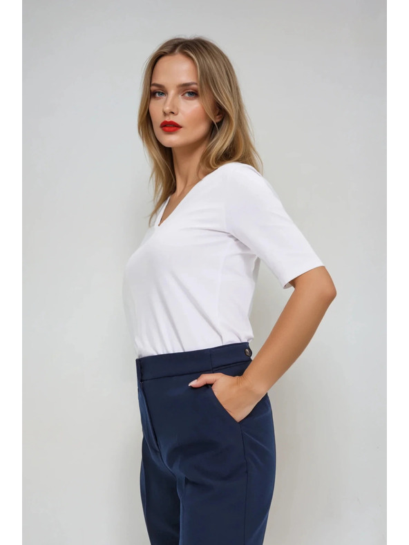Moodo Bílý basic top s 3/4 rukávem Moodo