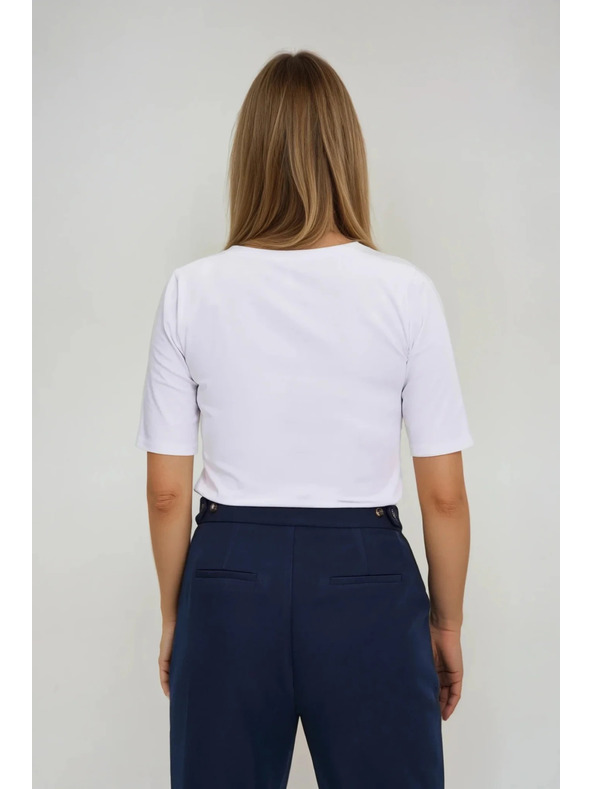 Moodo Bílý basic top s 3/4 rukávem Moodo