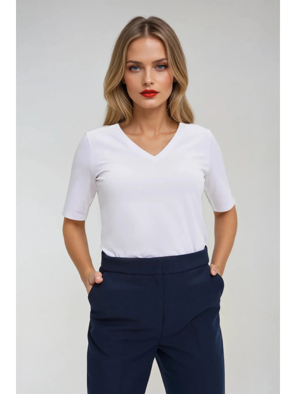 Moodo Bílý basic top s 3/4 rukávem Moodo