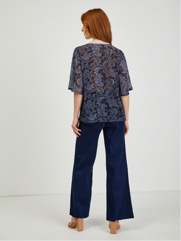 Orsay Tmavě modrá dámská vzorovaná halenka ORSAY