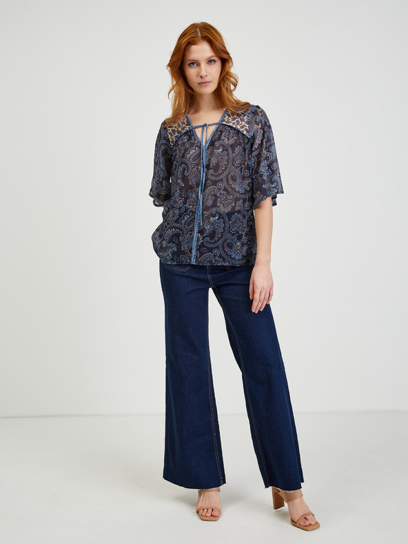 Orsay Tmavě modrá dámská vzorovaná halenka ORSAY