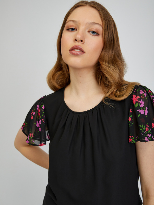 Orsay Černé dámské vzorované tričko ORSAY