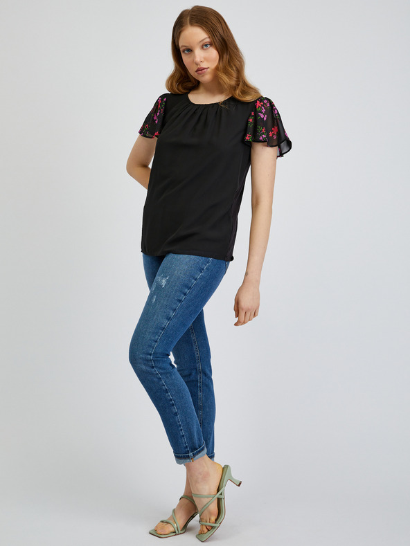 Orsay Černé dámské vzorované tričko ORSAY