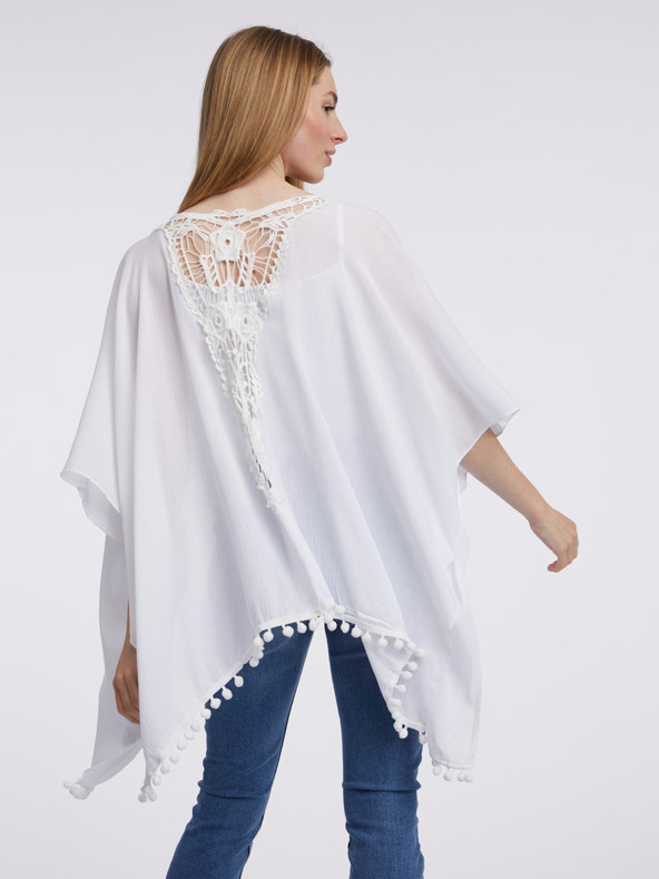 Orsay Bílý dámský přehoz s krajkou ORSAY