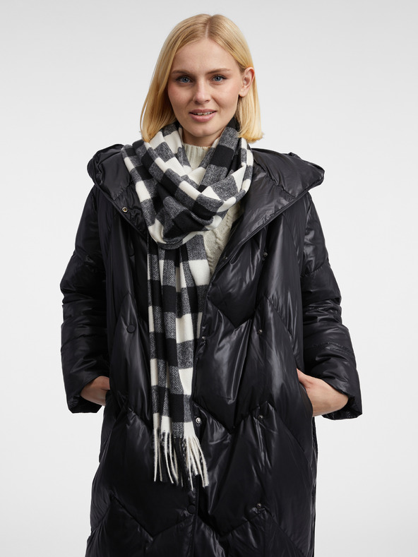 Orsay Krémo-černá dámská kostkovaná šála ORSAY