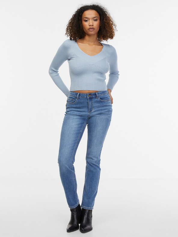 Orsay Světle modrý dámský žebrovaný svetr ORSAY