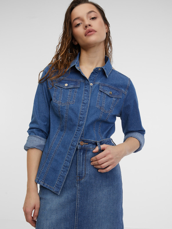 Orsay Modrá dámská džínová midi sukně ORSAY