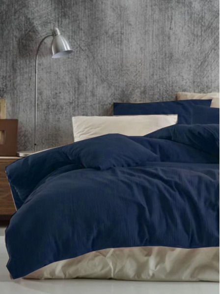 Kvalitex Francouzské mušelínové povlečení 240x220, 70x90cm tmavě modré Kvalitex
