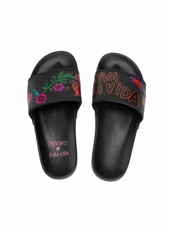 Meatfly Meatfly dámské pantofle X Hudson Pura Vida Viva La Vida Black