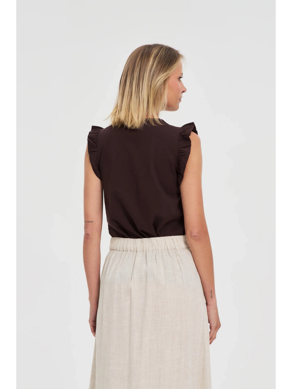 Moodo Dámské tričko Moodo – hnědé