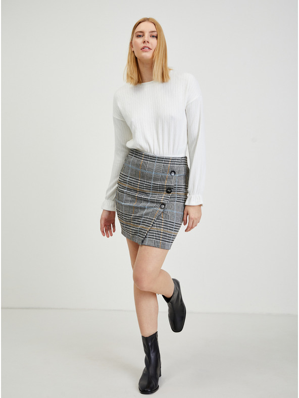 Orsay Šedá dámská károvaná pouzdrová sukně ORSAY