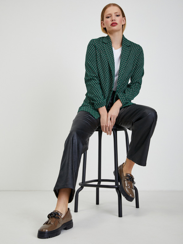 Orsay Tmavě zelené dámské vzorované sako ORSAY