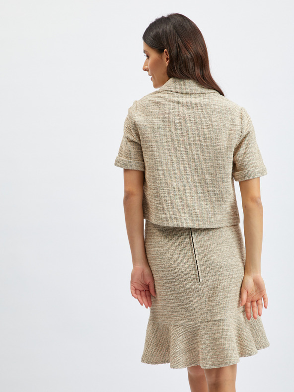 Orsay Světle hnědá dámská žíhaná halenka s krátkým rukávem ORSAY