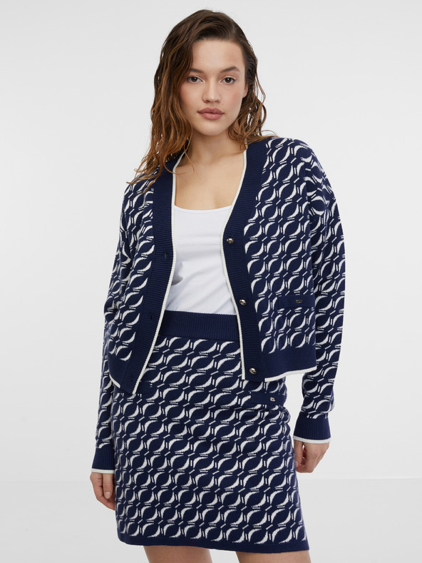 Orsay Tmavě modrý dámský vzorovaný kardigan ORSAY