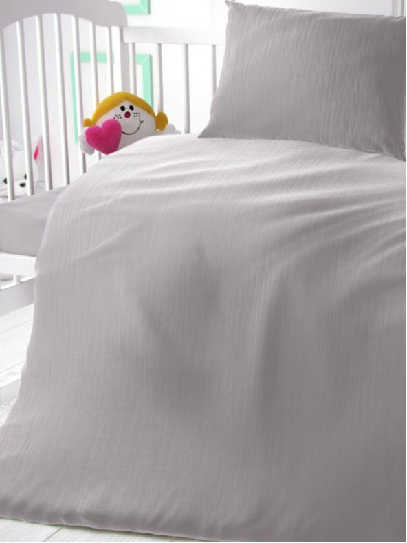 Kvalitex Mušelínové povlečení do dětské postýlky světle šedé Kvalitex