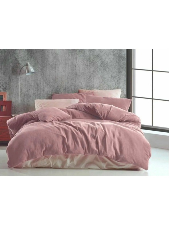 Kvalitex Francouzské mušelínové povlečení 200x200, 70x90cm růžové Kvalitex