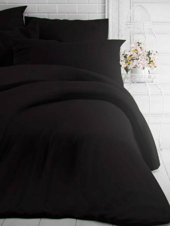 Kvalitex Jednobarevné prodloužené bavlněné povlečení 140x220, 70x90cm černé