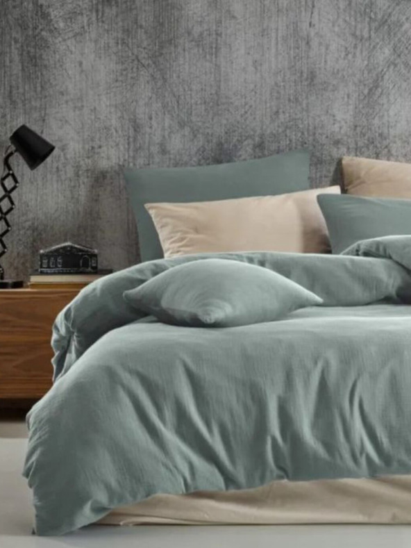 Kvalitex Francouzské mušelínové povlečení 200x200, 70x90cm světle zelené Kvalitex