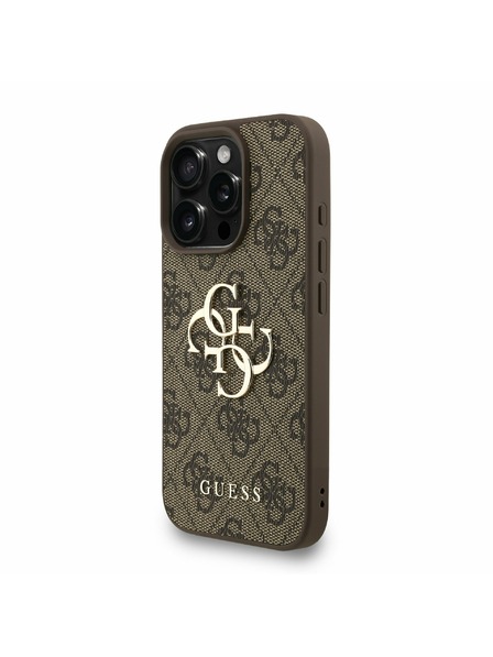 Guess Guess PU 4G Metal Logo Strap Zadní Kryt pro iPhone 16 Pro Max Brown