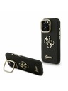 Guess Guess PU Grained 4G Logo Stand Camera Frame Zadní Kryt pro iPhone 15 Pro Max Black