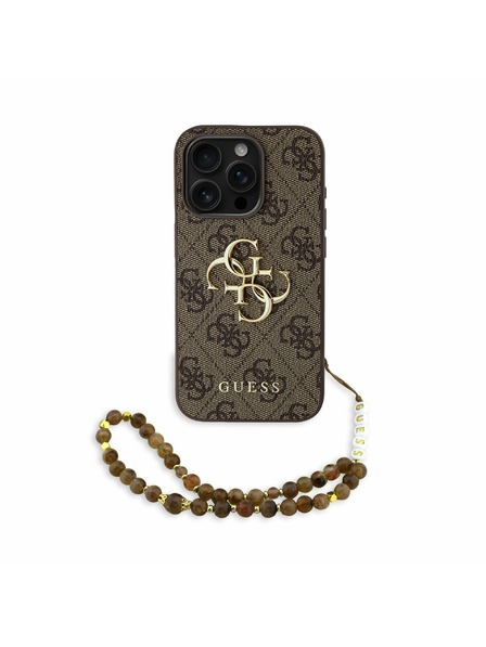 Guess Guess PU 4G Metal Logo Strap Zadní Kryt pro iPhone 15 Pro Max Brown