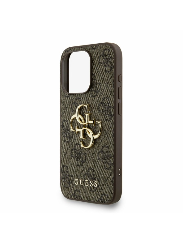 Guess Guess PU 4G Metal Logo Strap Zadní Kryt pro iPhone 15 Pro Max Brown
