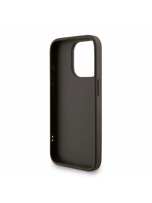 Guess Guess PU 4G Metal Logo Strap Zadní Kryt pro iPhone 15 Pro Max Brown