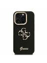 Guess Guess PU Grained 4G Logo Stand Camera Frame Zadní Kryt pro iPhone 15 Pro Black