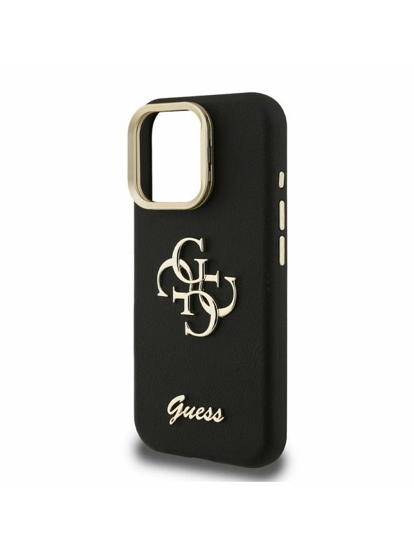 Guess Guess PU Grained 4G Logo Stand Camera Frame Zadní Kryt pro iPhone 15 Pro Black