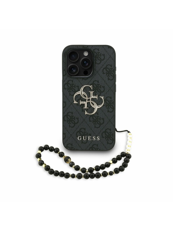Guess Guess PU 4G Metal Logo Strap Zadní Kryt pro iPhone 15 Pro Black
