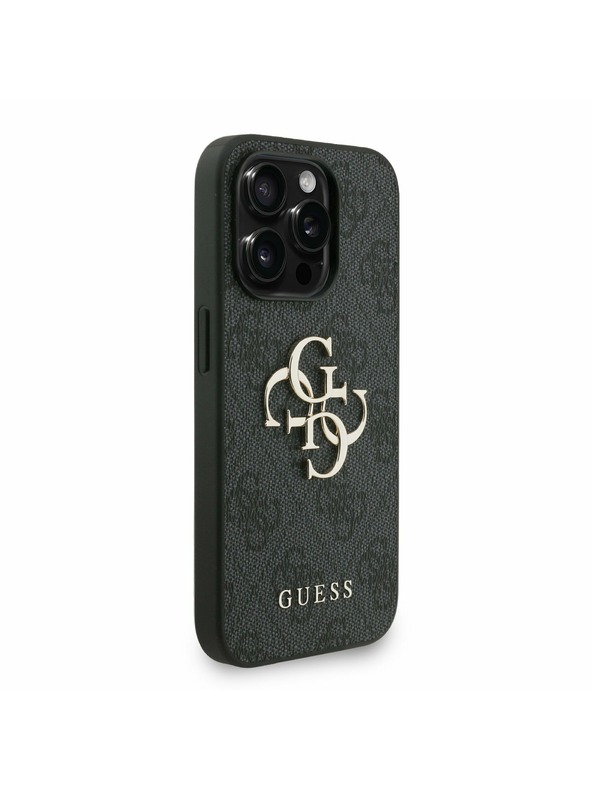 Guess Guess PU 4G Metal Logo Strap Zadní Kryt pro iPhone 15 Pro Black