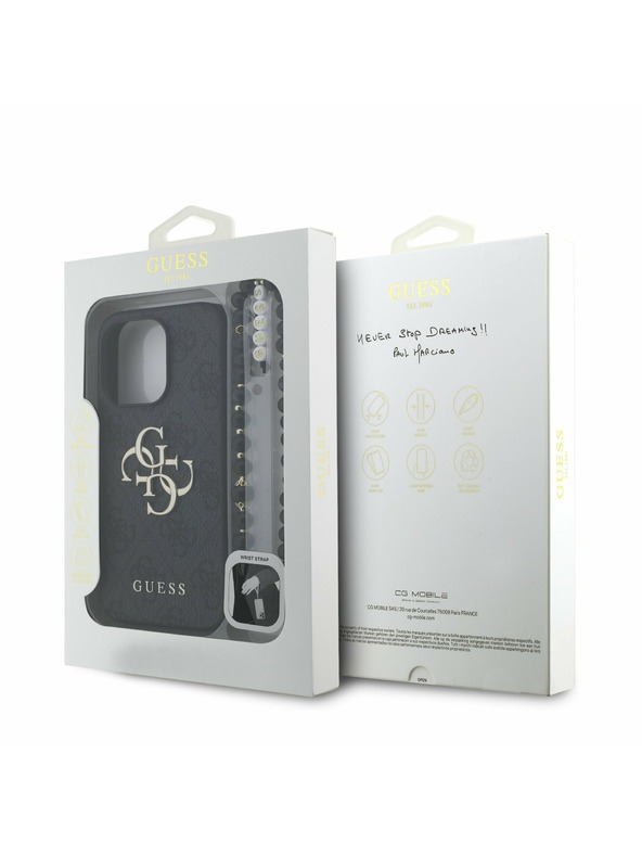 Guess Guess PU 4G Metal Logo Strap Zadní Kryt pro iPhone 15 Pro Black