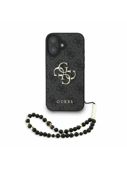 Guess Guess PU 4G Metal Logo Strap Zadní Kryt pro iPhone 16 Black