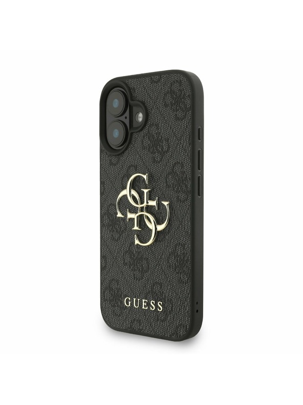 Guess Guess PU 4G Metal Logo Strap Zadní Kryt pro iPhone 16 Black