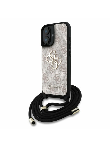 Guess Guess PU 4G Metal Logo Crossbody Popruh Zadní Kryt pro iPhone 16 Pink
